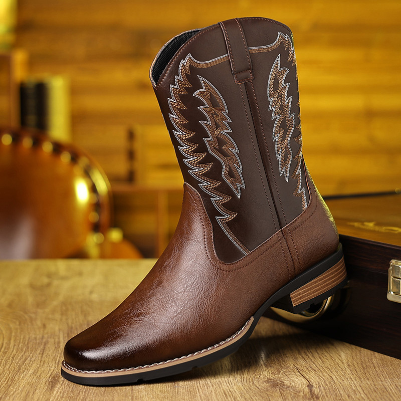 Embroidery Fabric - Bottes de cowboy occidentales mi-mollet rétro