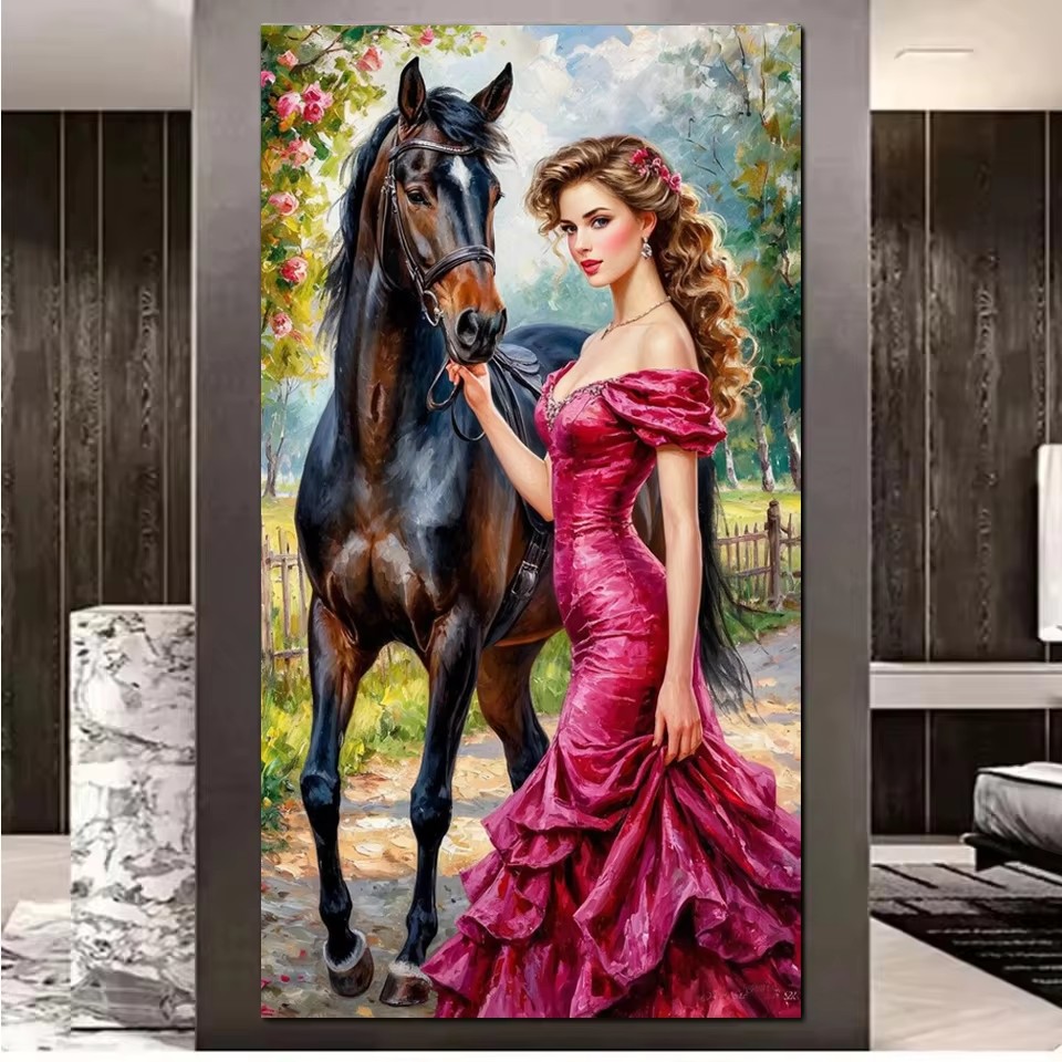 Embroidery Garden - Peinture Diamant 5D Femme en Robe