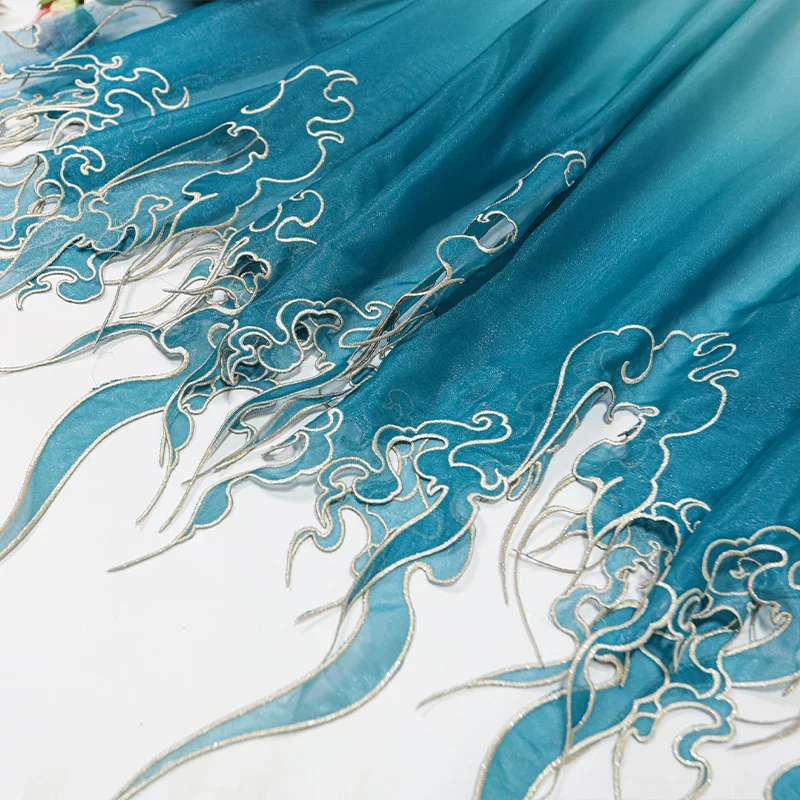 Embroidery Fabric - Tissu à dégradé de feuilles de