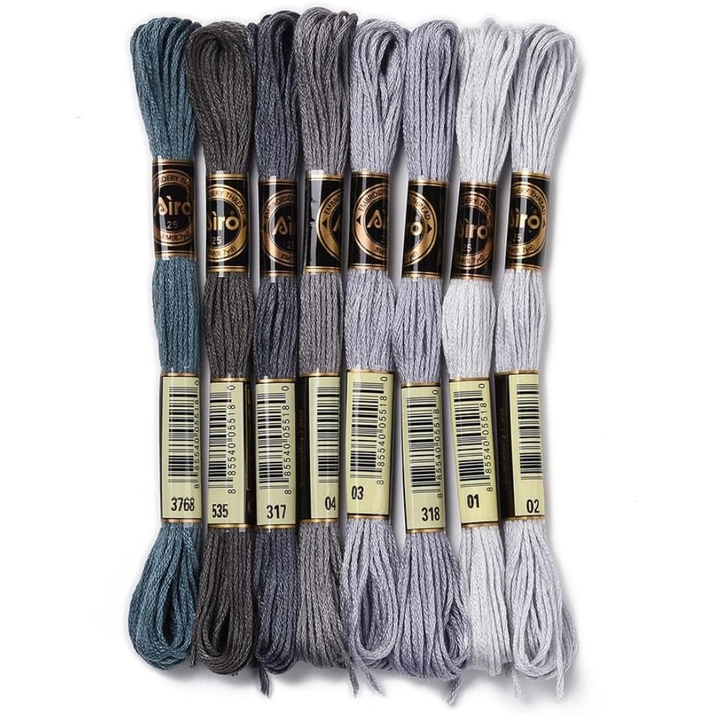 Embroidery Thread - 8 écheveaux 70 Yards gris Bracelets