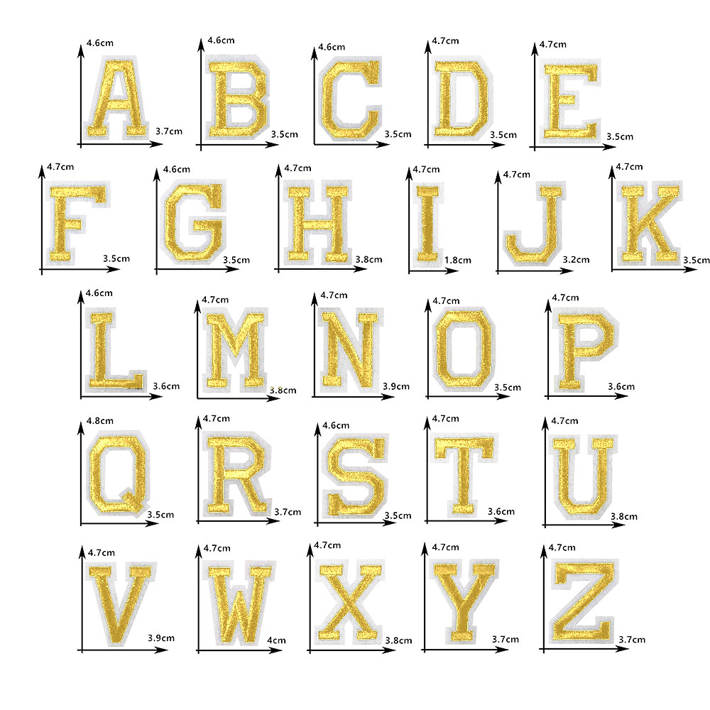 Embroidery Letter M - 26 lettres en or anglais thermofusible
