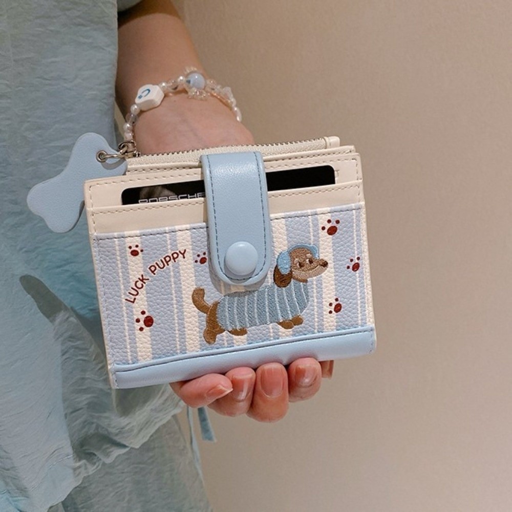 Embroidery Wallet - Portefeuille court brodé teckel de Style