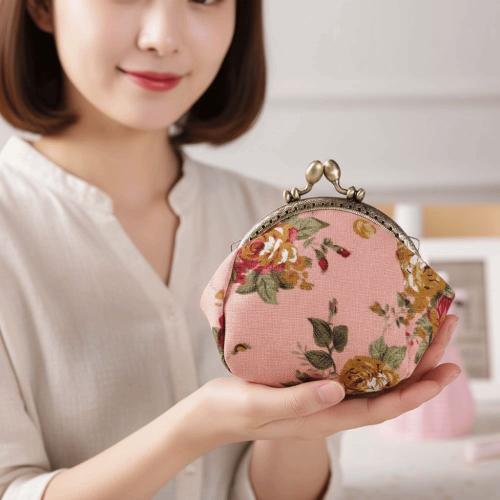 Embroidery Wallet - Porte-monnaie anti-perte à fermoir Kiss Lock