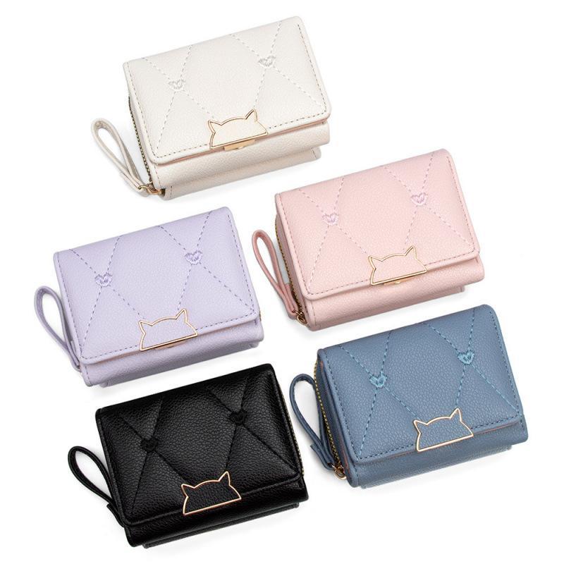 Embroidery Wallet - Portefeuille court en cuir PU avec