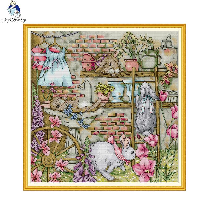 Embroidery Garden - Toile imprimée Joy sunday Rabbit Garden,