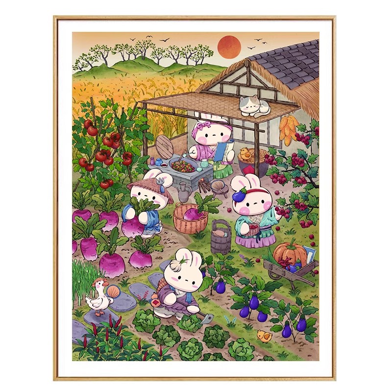 Embroidery Garden - Lapins de jardin d'automne à feuilles