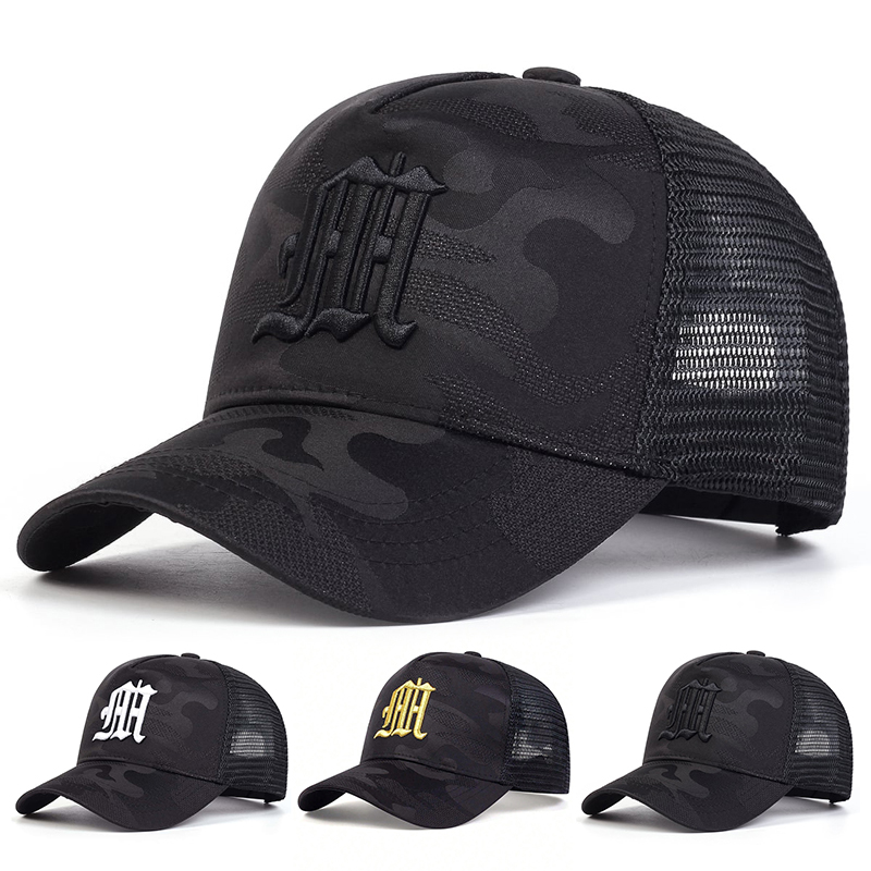 Embroidery Letter M - Casquettes en filet de baseball brodées