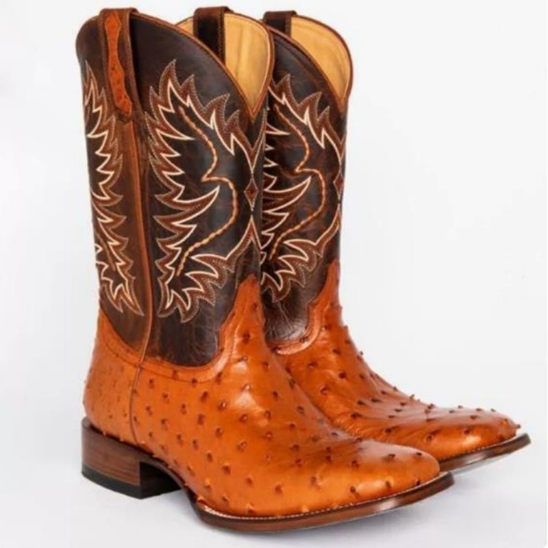 Embroidery Fabric - Bottes hautes pour hommes, brodées, rétro,