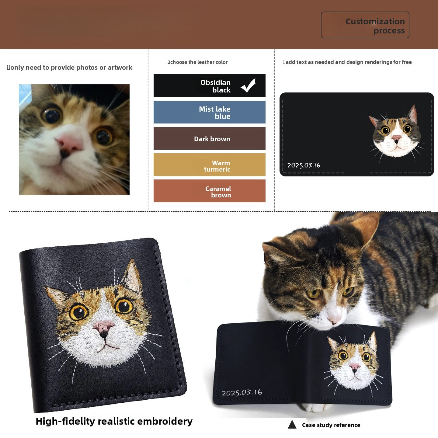 Portefeuille en cuir véritable - Embroidery Wallet avis et prix