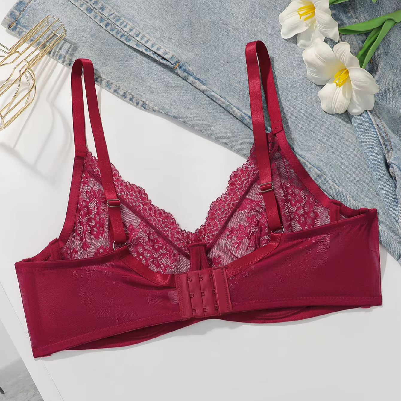 Soutien-gorge transparent en d - Embroidery Red avis et prix