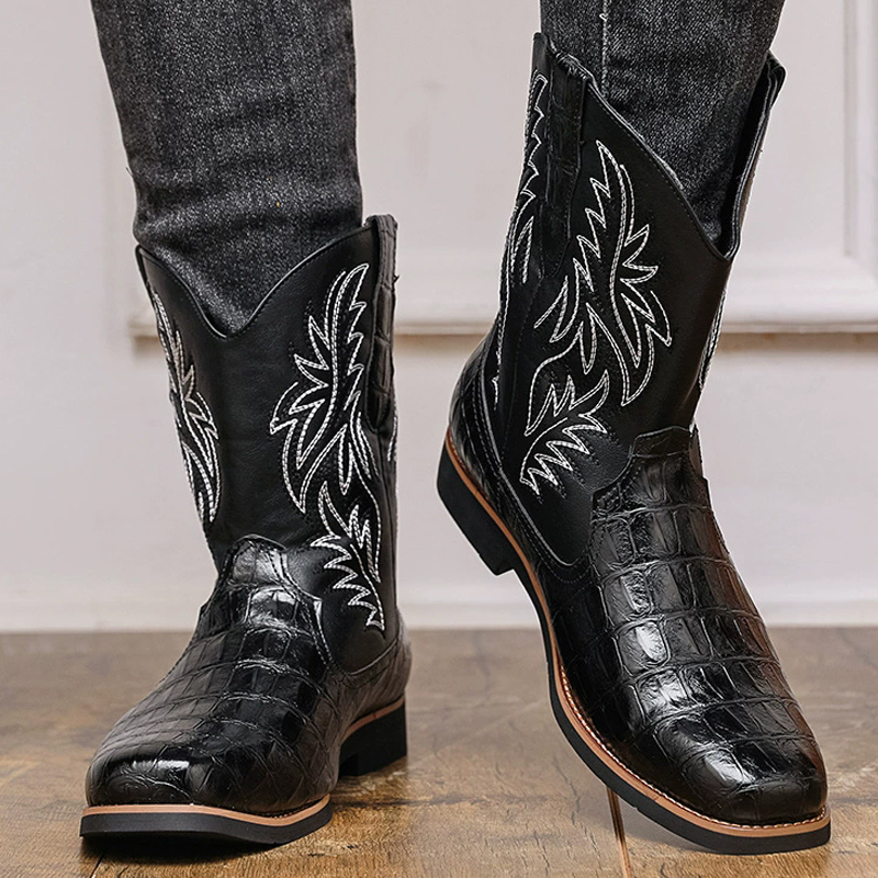 Bottes de cowboy rétro à bout  - Embroidery Fabric avis et prix