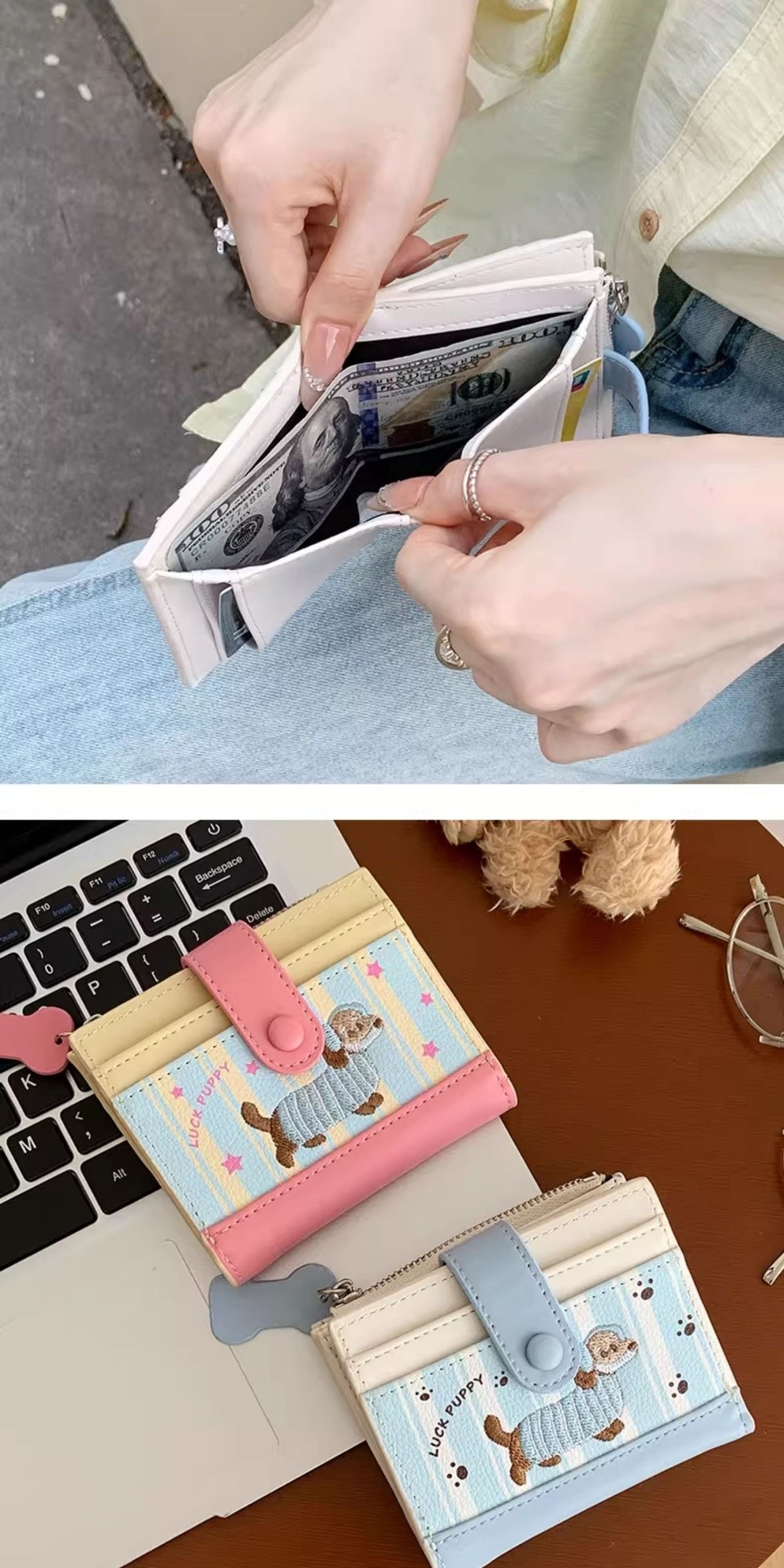 Portefeuille court brodé tecke - Embroidery Wallet avis et prix