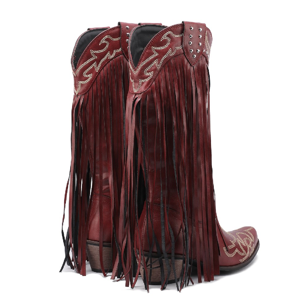 Bottes de cowboy mi-mollet pou - Embroidery Red avis et prix
